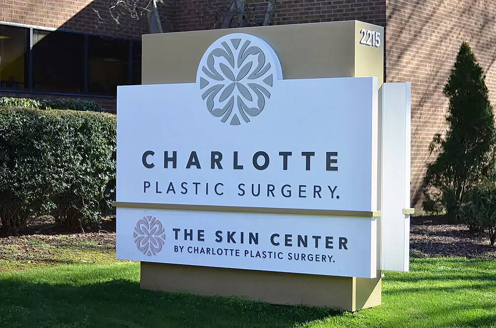 Sign for Charlotte Plastic Surgery and Skin Center.